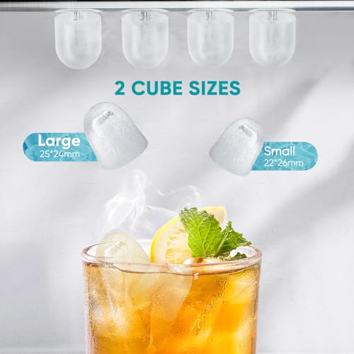 Ice Makers Countertop with Handle, Portable Ice Machine, 9 Bullet Cubes in 6 Mins, 26lbs in 24Hrs, Auto-Cleaning, with Basket and Scoop, for Home, Kitchen, RV, Camping,
