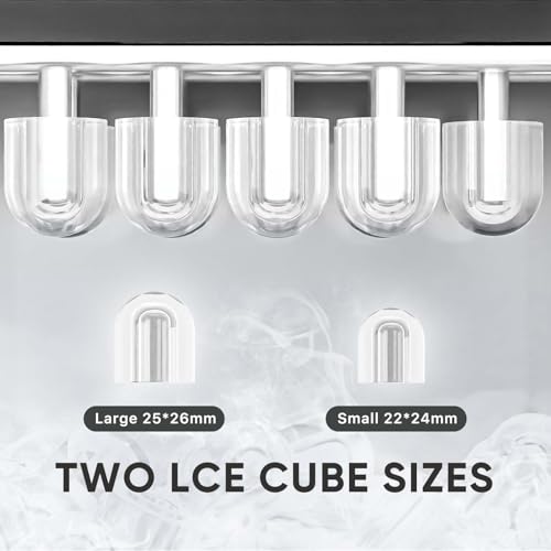 Countertop Ice Maker with Handle, 26lbs/24H Portable Ice Machine, 9 Bullet Ice Cubes Ready in 6 Mins, Self-Cleaning, Quiet Compact Ice Maker for Home, Kitchen, RV, Camping