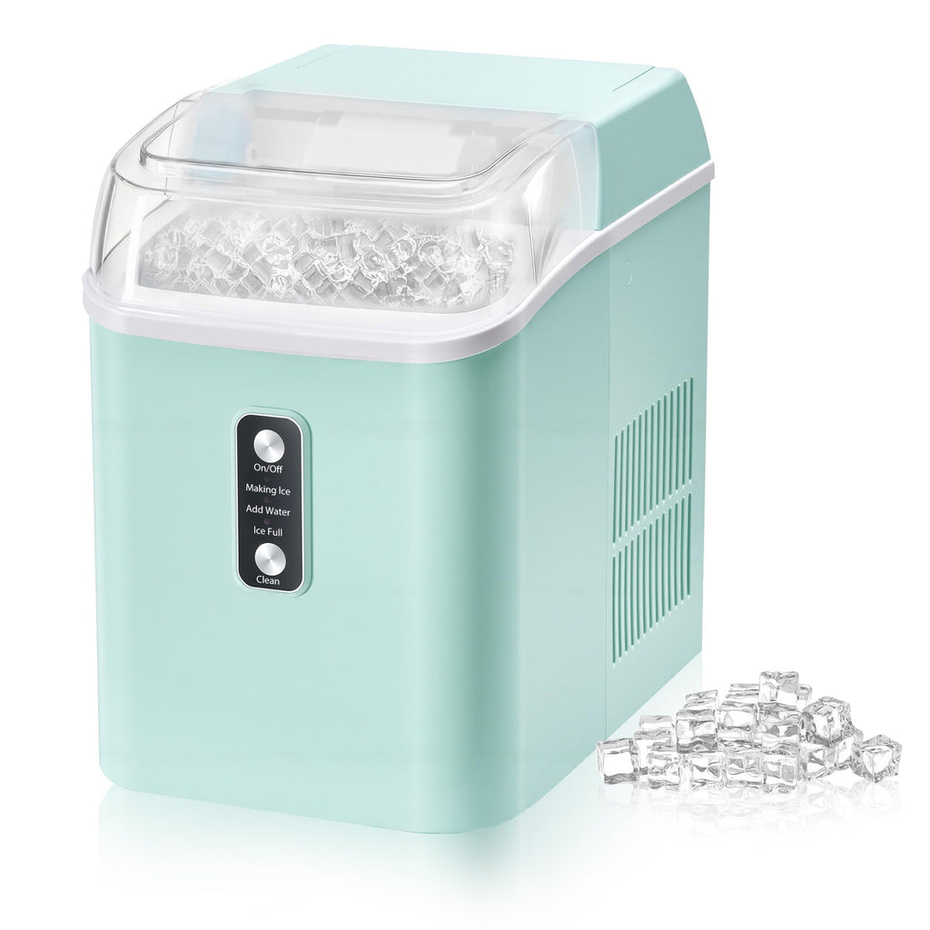 Countertop Ice Maker with Handle, 26lbs/24H Portable Ice Machine, 9 Bullet Cubes Ready in 6 Mins, Self-Cleaning, Quiet Compact for Home, Kitchen, RV, Camping,