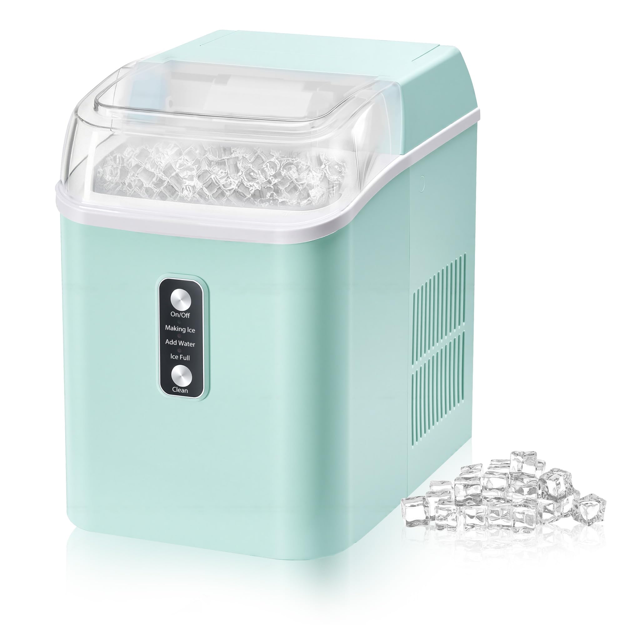 Countertop Ice Maker with Handle, 26lbs/24H Portable Ice Machine, 9 Bullet Cubes Ready in 6 Mins, Self-Cleaning, Quiet Compact for Home, Kitchen, RV, Camping,