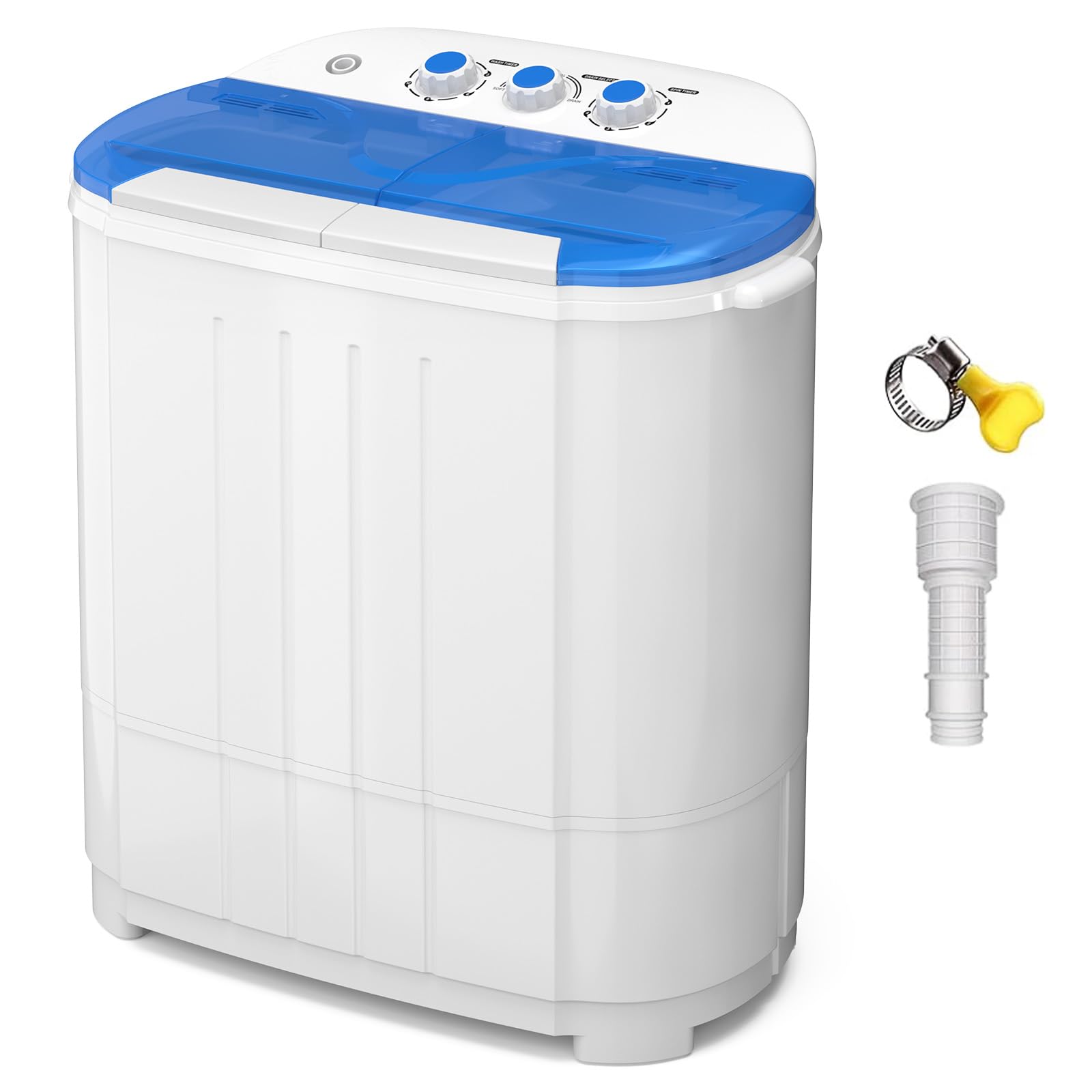 Portable Washing Machine, Twin Tub Washing Machine Laundry Compact Washer spinner Combo with 14lbs capacity, 9Lbs Washer and 5Lbs Spinner dryer for Apartments RVs and Dorms