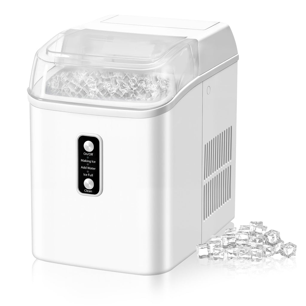 Countertop Ice Maker with Handle, 26lbs/24H Portable Ice Machine, 9 Bullet Cubes Ready in 6 Mins, Self-Cleaning, Quiet Compact for Home, Kitchen, RV, Camping,