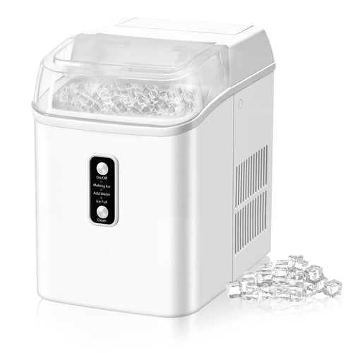 Countertop Ice Maker with Handle, 26lbs/24H Portable Ice Machine, 9 Bullet Cubes Ready in 6 Mins, Self-Cleaning, Quiet Compact for Home, Kitchen, RV, Camping,