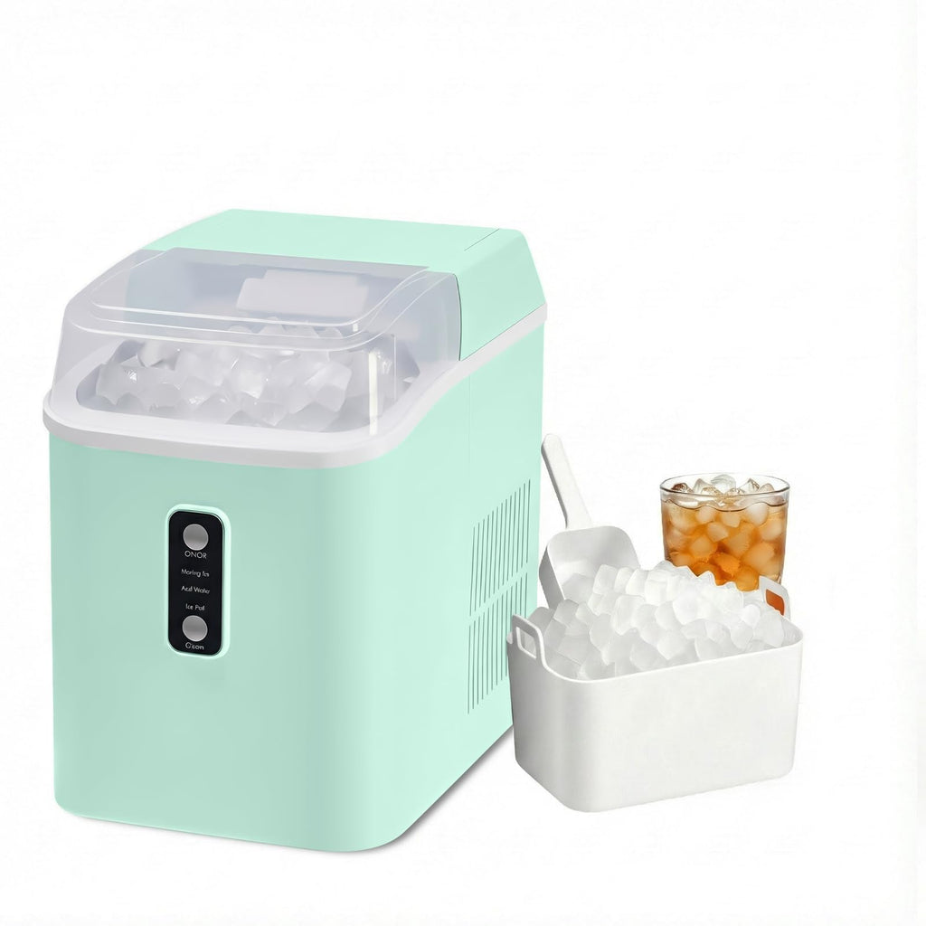 Nugget Ice Makers Countertop, Portable Nugget Ice Machine, Ready in 6 Mins, 24lbs in 24Hrs, Auto-Cleaning, with Basket and Scoop, for Home, Kitchen, RV, Camping, Black