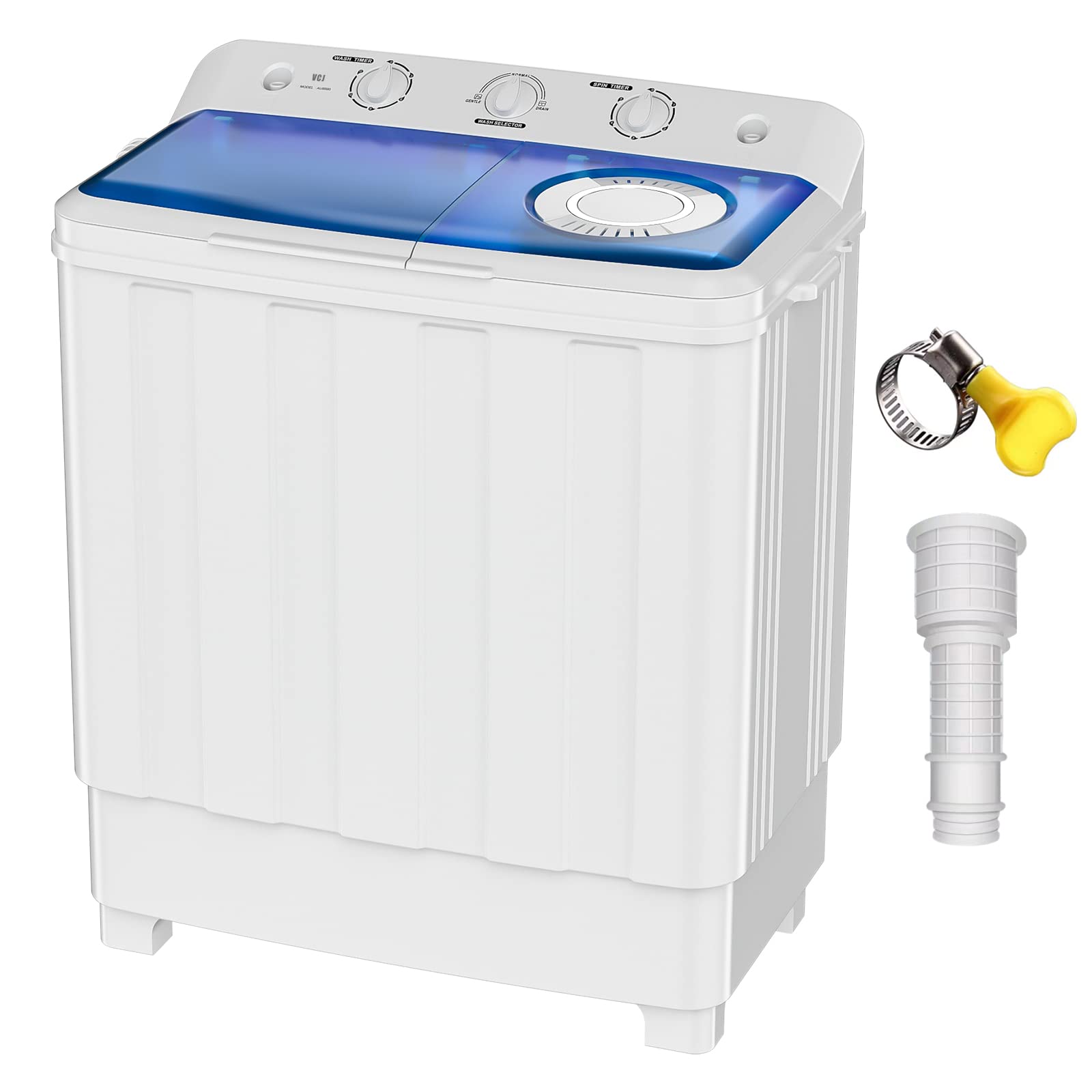 Portable Washing Machine, Twin Tub Washing Machine Laundry Compact Washer spinner Combo with 14lbs capacity, 9Lbs Washer and 5Lbs Spinner dryer for Apartments RVs and Dorms