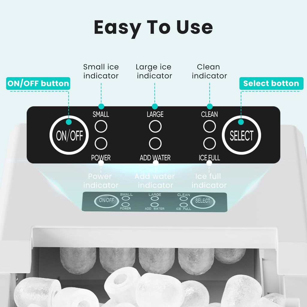 Ice Maker Machine with Handle,26lbs in 24Hrs,9 Ice Cubes in 6 Mins,Auto-Cleaning Portable Ice Maker with Basket and Scoop, Countertop Ice Maker for Home/Kitchen/Camping/RV