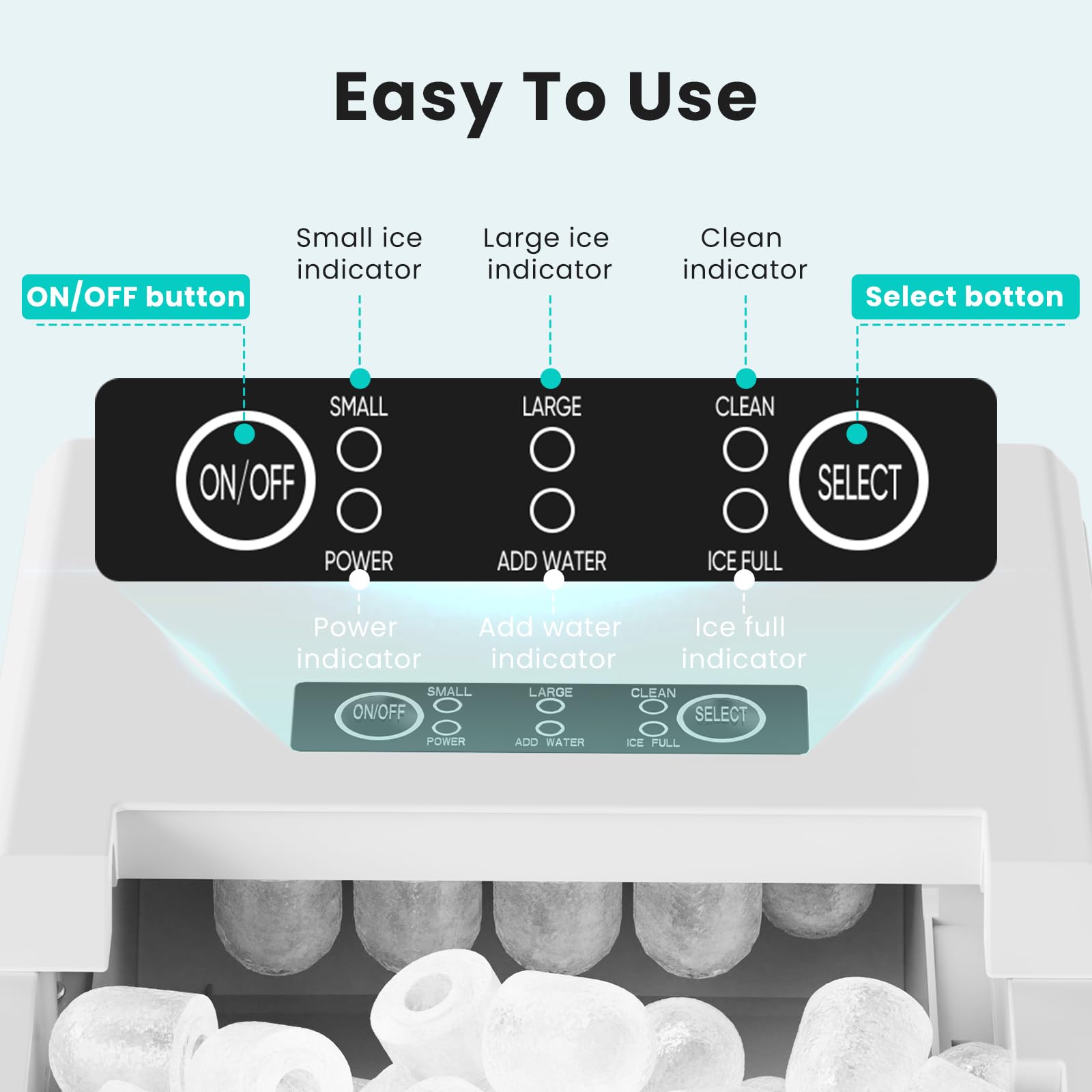Ice Maker Machine with Handle,26lbs in 24Hrs,9 Ice Cubes in 6 Mins,Auto-Cleaning Portable Ice Maker with Basket and Scoop, Countertop Ice Maker for Home/Kitchen/Camping/RV