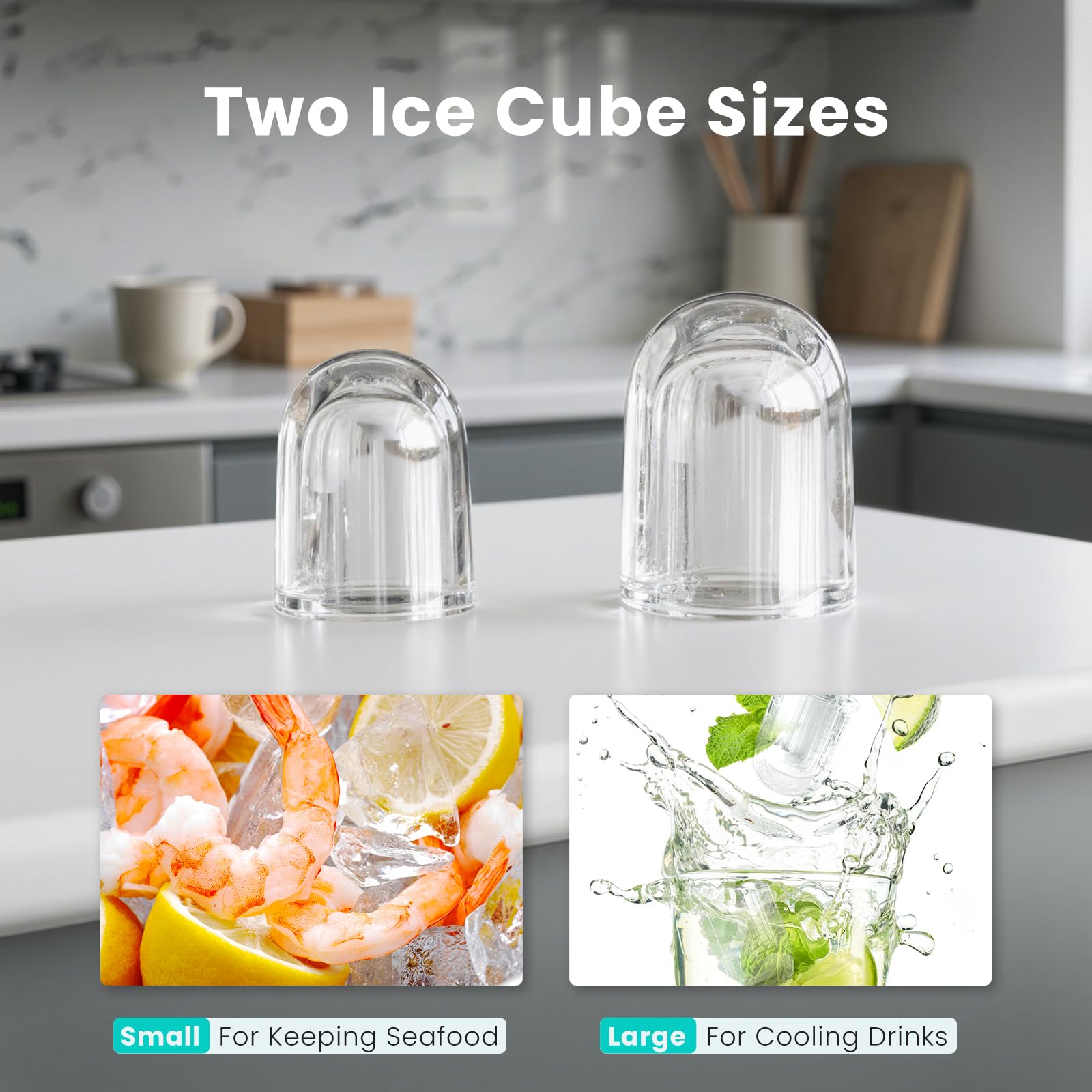 Ice Maker Machine with Handle,26lbs in 24Hrs,9 Ice Cubes in 6 Mins,Auto-Cleaning Portable Ice Maker with Basket and Scoop, Countertop Ice Maker for Home/Kitchen/Camping/RV