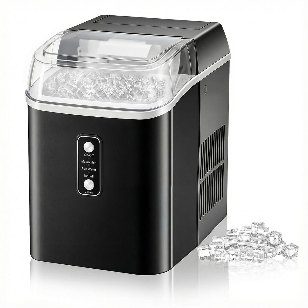 Countertop Ice Maker with Handle, 26lbs/24H Portable Ice Machine, 9 Bullet Cubes Ready in 6 Mins, Self-Cleaning, Quiet Compact for Home, Kitchen, RV, Camping,