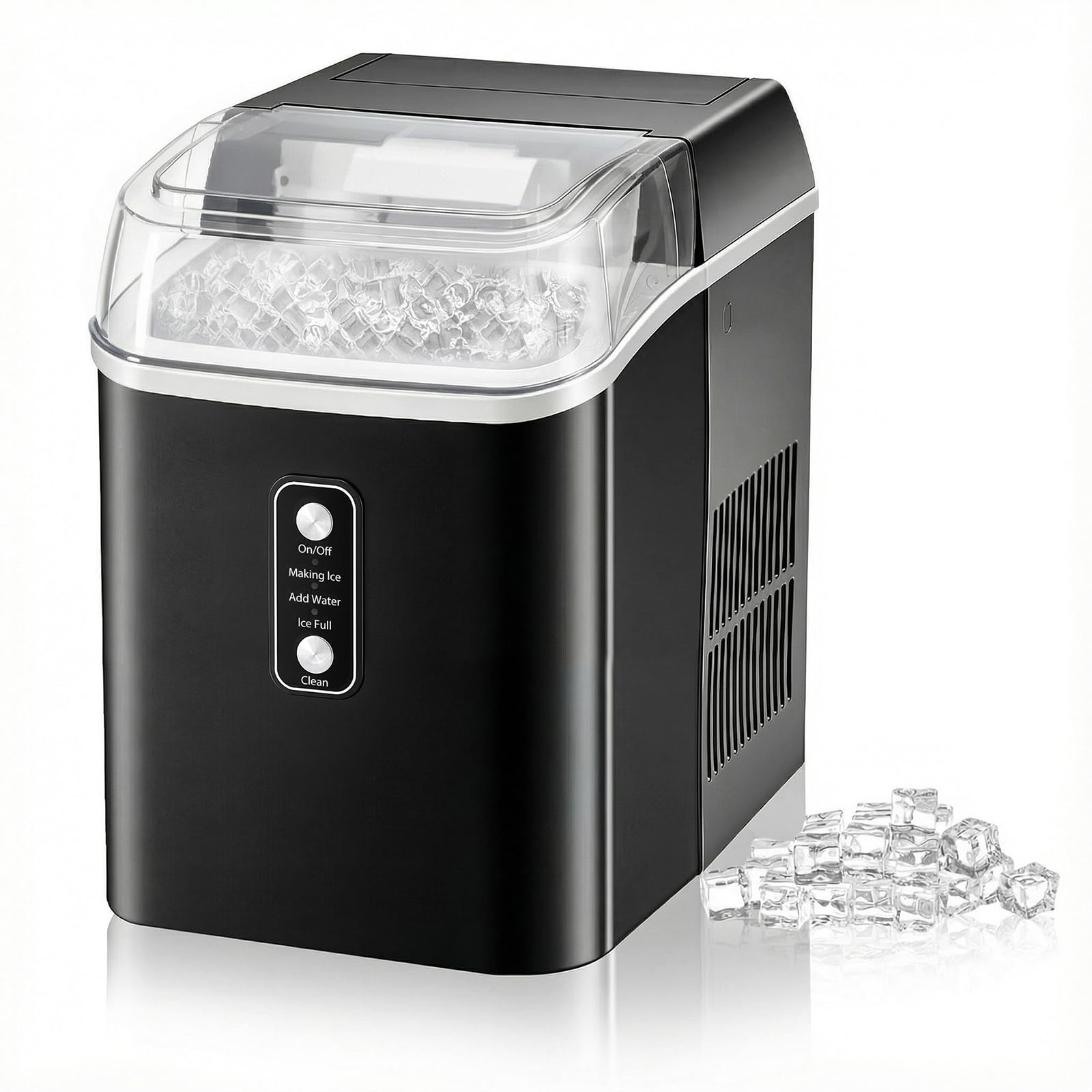 Countertop Ice Maker with Handle, 26lbs/24H Portable Ice Machine, 9 Bullet Cubes Ready in 6 Mins, Self-Cleaning, Quiet Compact for Home, Kitchen, RV, Camping,