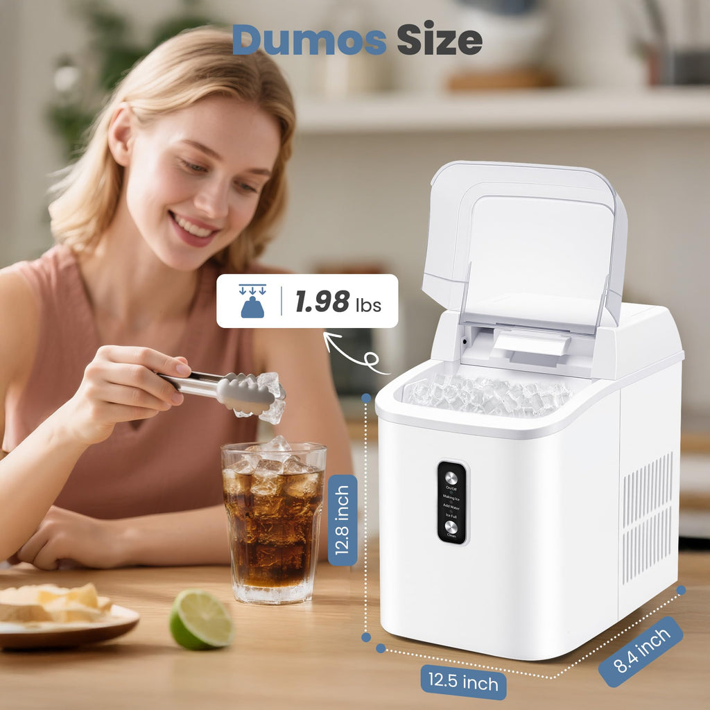 Countertop Ice Maker with Handle, 26lbs/24H Portable Ice Machine, 9 Bullet Cubes Ready in 6 Mins, Self-Cleaning, Quiet Compact for Home, Kitchen, RV, Camping,