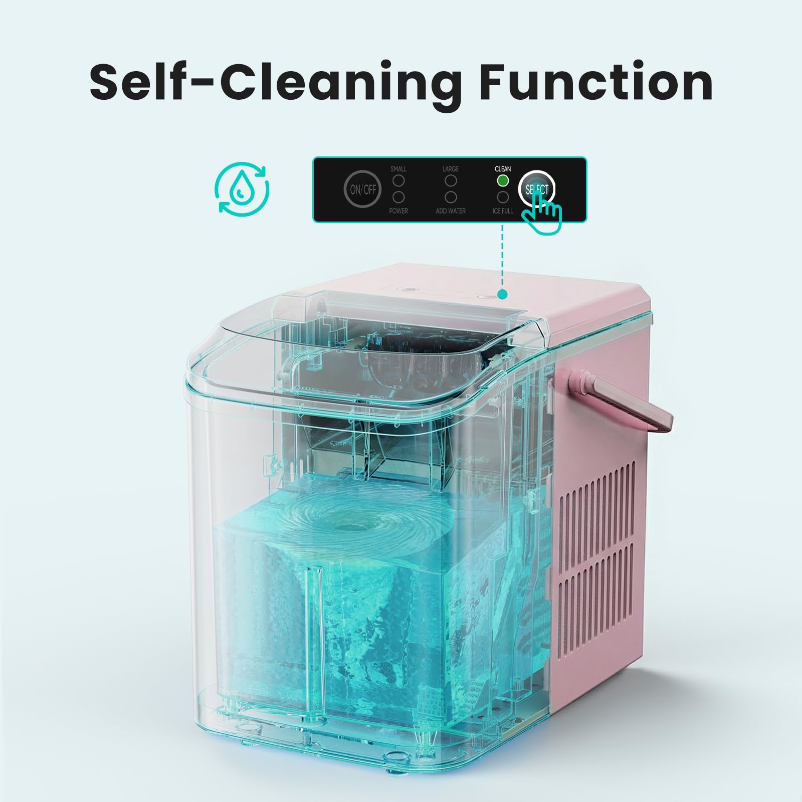 Ice Maker Machine with Handle,26lbs in 24Hrs,9 Ice Cubes in 6 Mins,Auto-Cleaning Portable Ice Maker with Basket and Scoop, Countertop Ice Maker for Home/Kitchen/Camping/RV