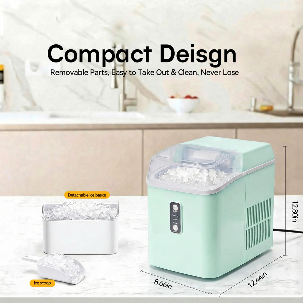 Nugget Ice Makers Countertop, Portable Nugget Ice Machine, Ready in 6 Mins, 24lbs in 24Hrs, Auto-Cleaning, with Basket and Scoop, for Home, Kitchen, RV, Camping, Black