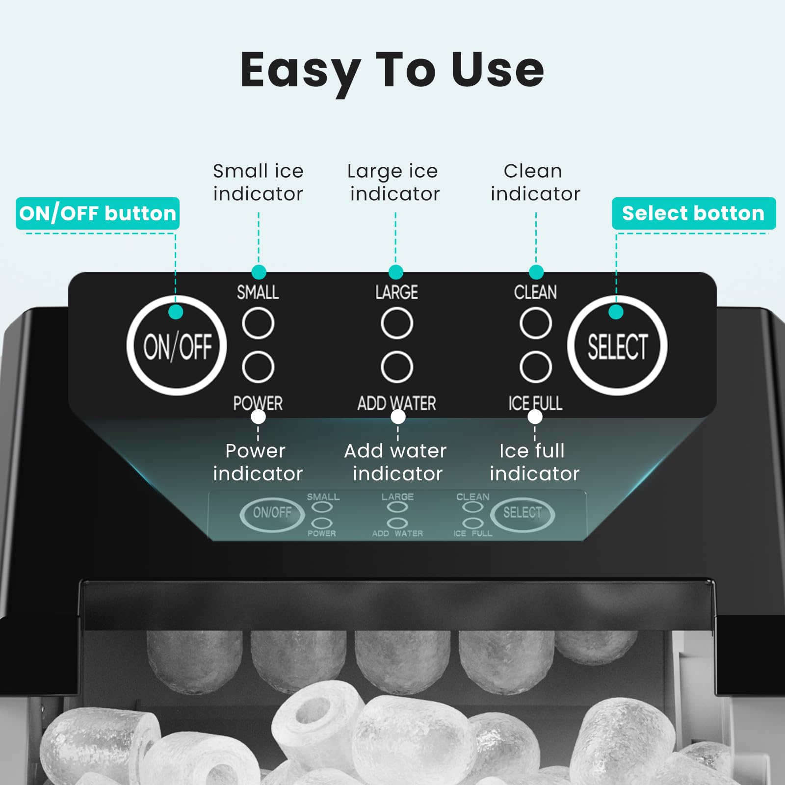 Ice Maker Machine with Handle,26lbs in 24Hrs,9 Ice Cubes in 6 Mins,Auto-Cleaning Portable Ice Maker with Basket and Scoop, Countertop Ice Maker for Home/Kitchen/Camping/RV
