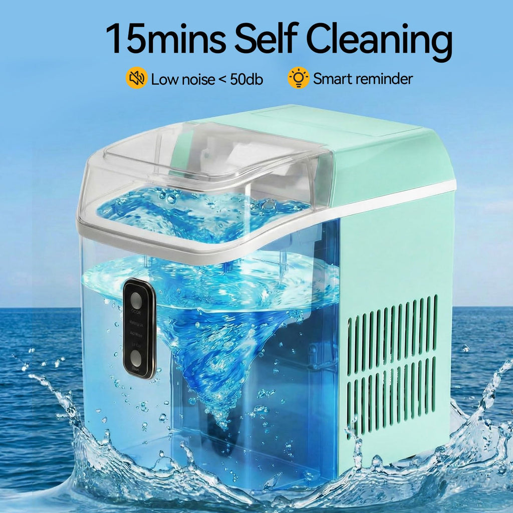 Nugget Ice Makers Countertop, Portable Nugget Ice Machine, Ready in 6 Mins, 24lbs in 24Hrs, Auto-Cleaning, with Basket and Scoop, for Home, Kitchen, RV, Camping, Black