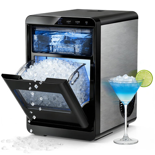 Ice Maker Machine, 8 Ice Cubes in 6 mins, 26lb/Day Bullet Ice with 2 Sizes- Portable Mini, Energy Saving & Basket/Scoop for Home/Party/Travel/Camping/Bar,Grey