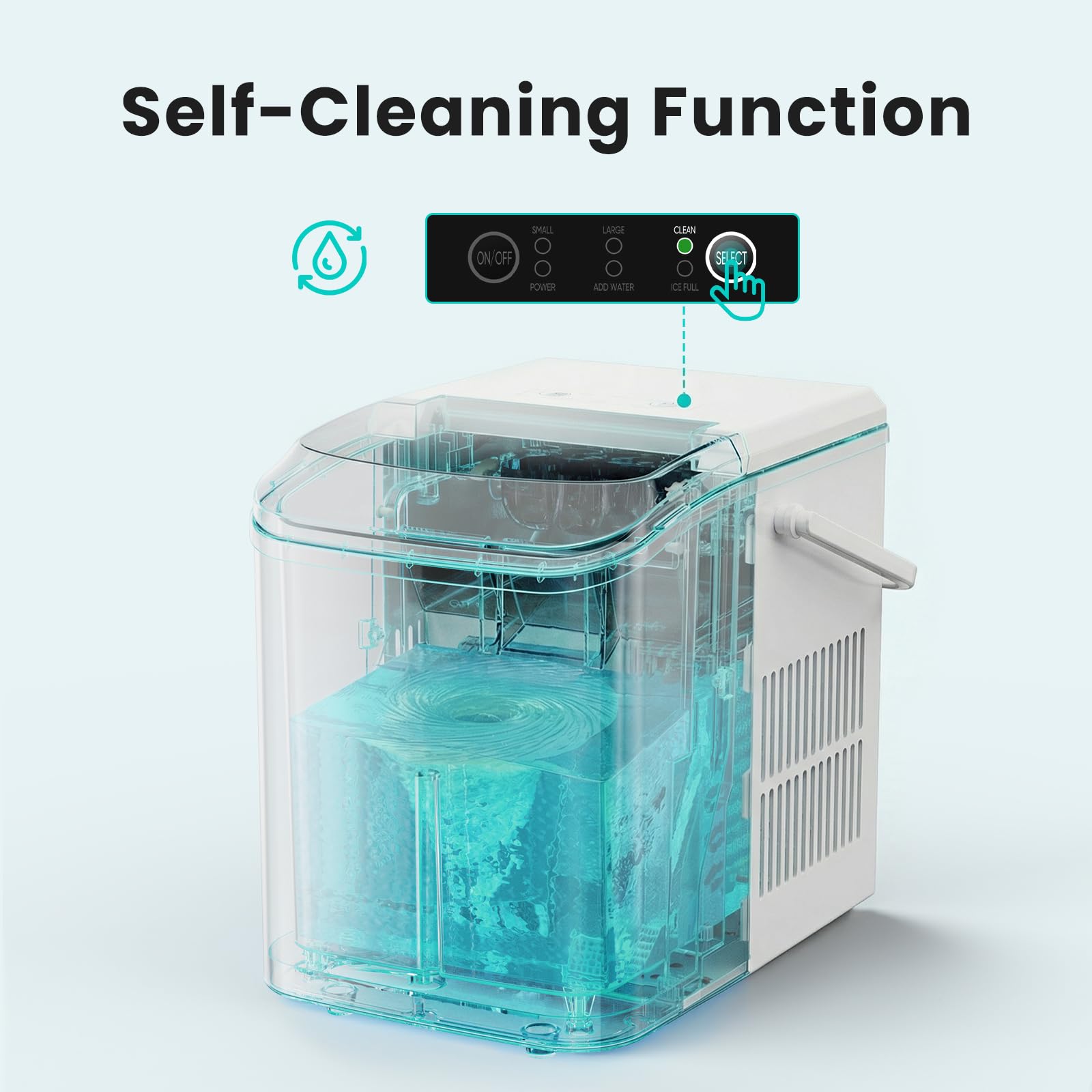 Ice Maker Machine with Handle,26lbs in 24Hrs,9 Ice Cubes in 6 Mins,Auto-Cleaning Portable Ice Maker with Basket and Scoop, Countertop Ice Maker for Home/Kitchen/Camping/RV
