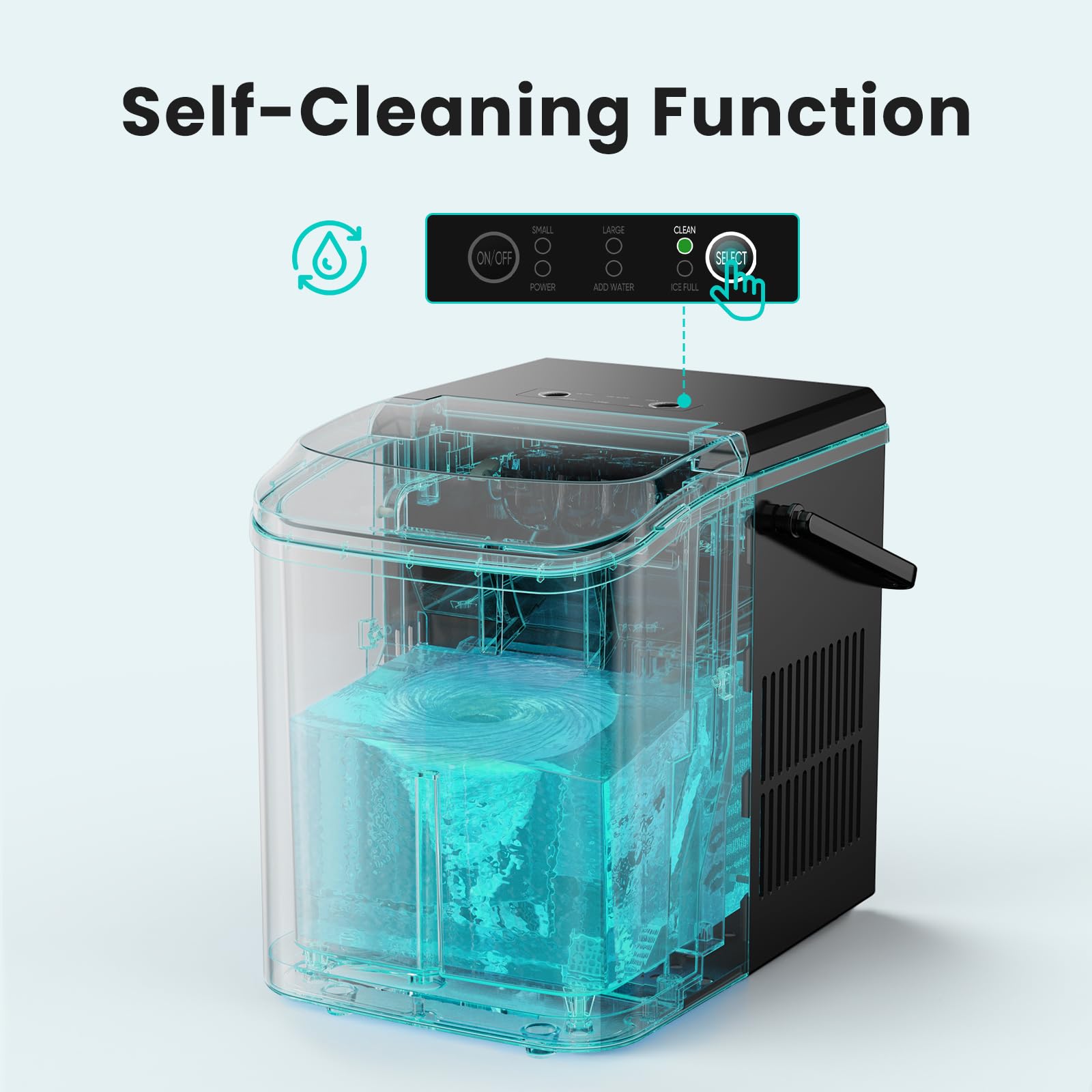 Ice Maker Machine with Handle,26lbs in 24Hrs,9 Ice Cubes in 6 Mins,Auto-Cleaning Portable Ice Maker with Basket and Scoop, Countertop Ice Maker for Home/Kitchen/Camping/RV