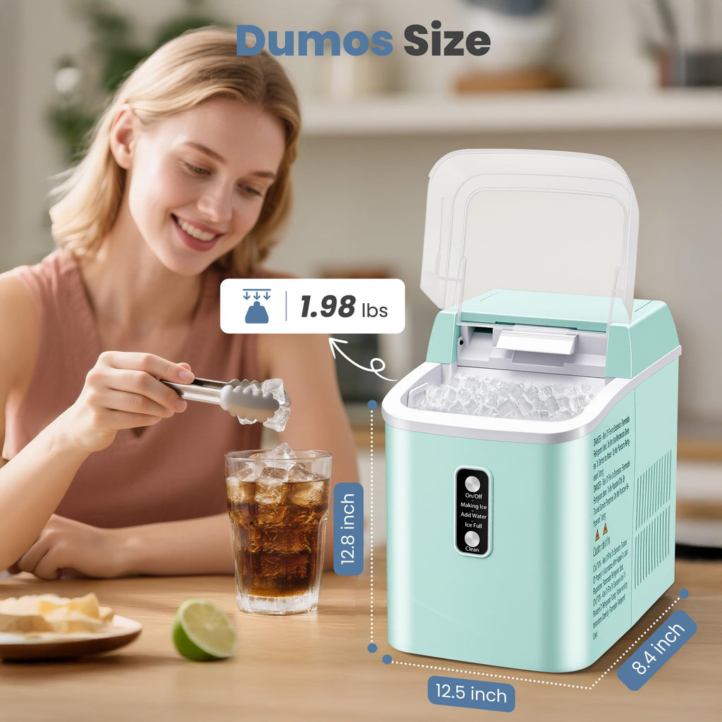 Countertop Ice Maker with Handle, 26lbs/24H Portable Ice Machine, 9 Bullet Cubes Ready in 6 Mins, Self-Cleaning, Quiet Compact for Home, Kitchen, RV, Camping,
