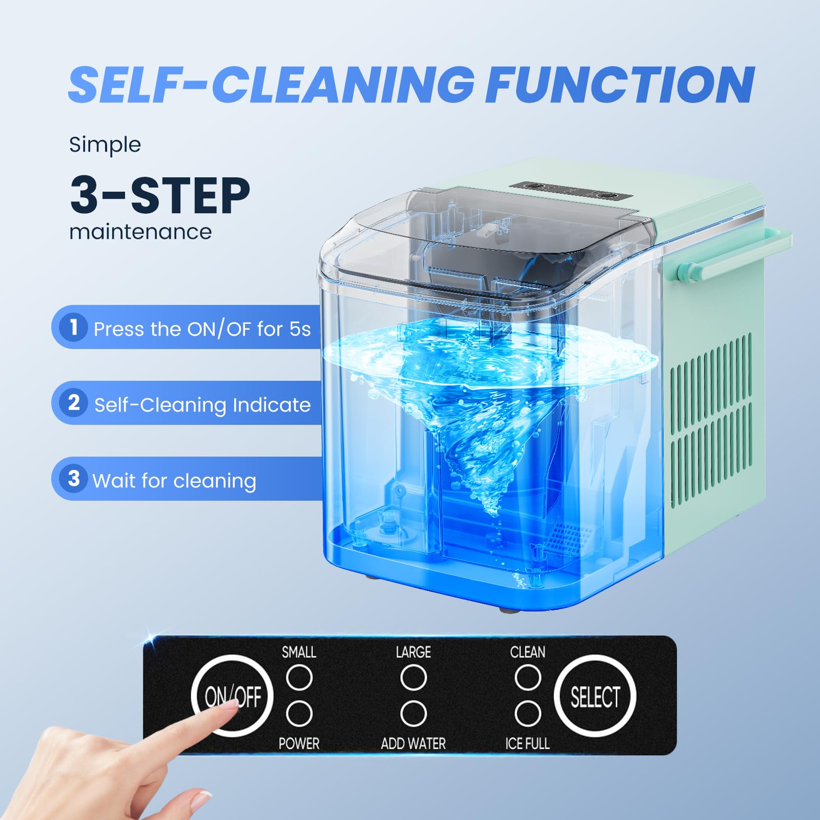 Ice Makers Countertop with Handle, Portable Ice Machine, 9 Bullet Cubes in 6 Mins, 26lbs in 24Hrs, Auto-Cleaning, with Basket and Scoop, for Home, Kitchen, RV, Camping,