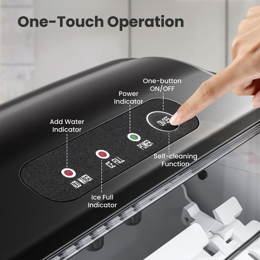 Ice Makers Countertop with Handle, 2 Sizes of Ice, 9 Bullet Ice Cubes in 6 Mins, 26Lbs/24H, Portable Ice Maker with Self-Cleaning, Ice Machine for Home&Kitchen&Office&Party
