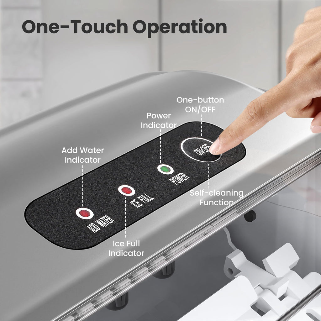 Ice Makers Countertop with Handle, 2 Sizes of Ice, 9 Bullet Ice Cubes in 6 Mins, 26Lbs/24H, Portable Ice Maker with Self-Cleaning, Ice Machine for Home&Kitchen&Office&Party